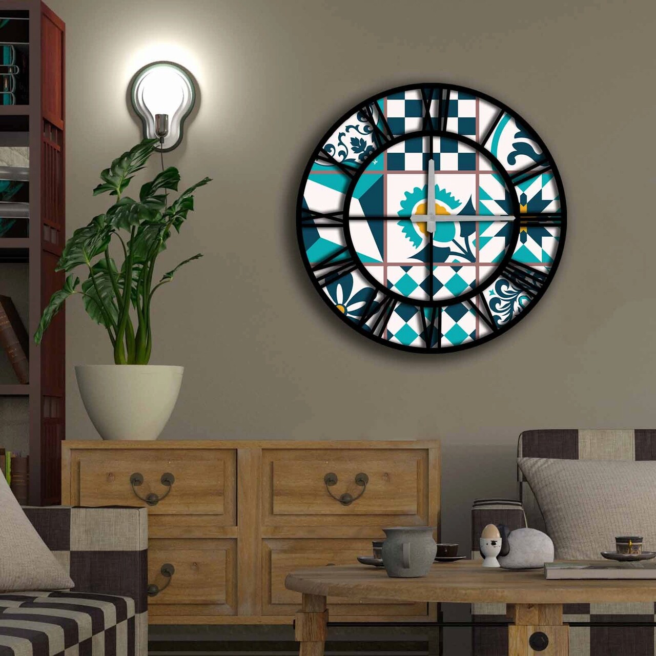 Ceas de perete, 5050MS-077, ø50 cm, Multicolor - imagine 3